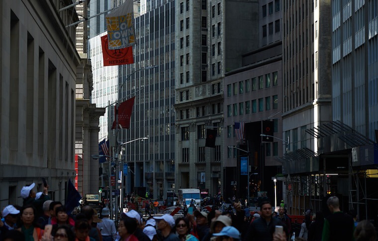 Busy Downtown street with tourists