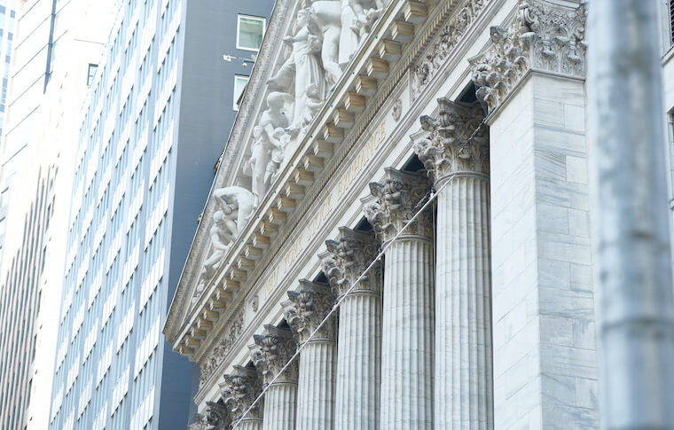 Shot of the New York Stock Exchange in Lower Manhattan