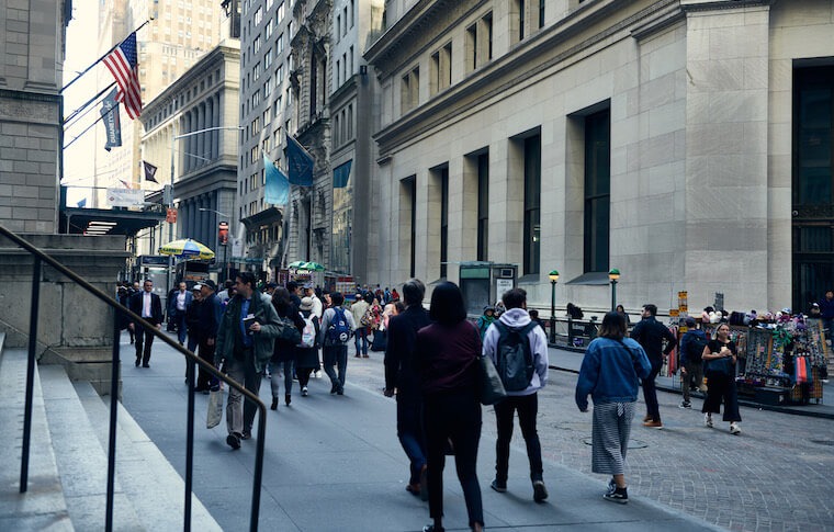 People walking around Downtown Manhattan