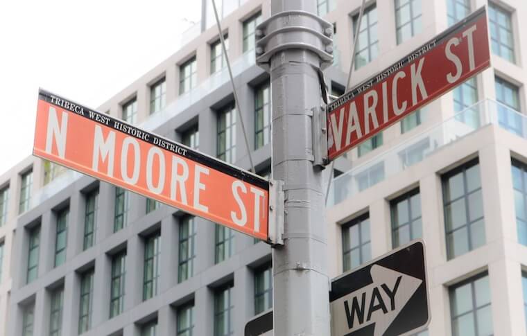 Street signs in TriBeCa